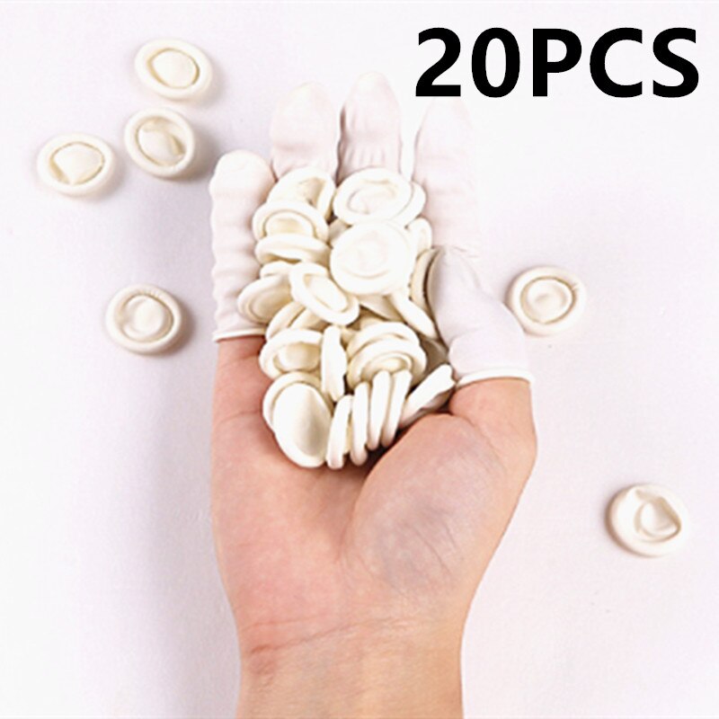 50PCS Disposable Pink Latex Rubber Finger Cots Anti-static Fingertips Protector Gloves For Food Cooking Accessories: 20PCS White