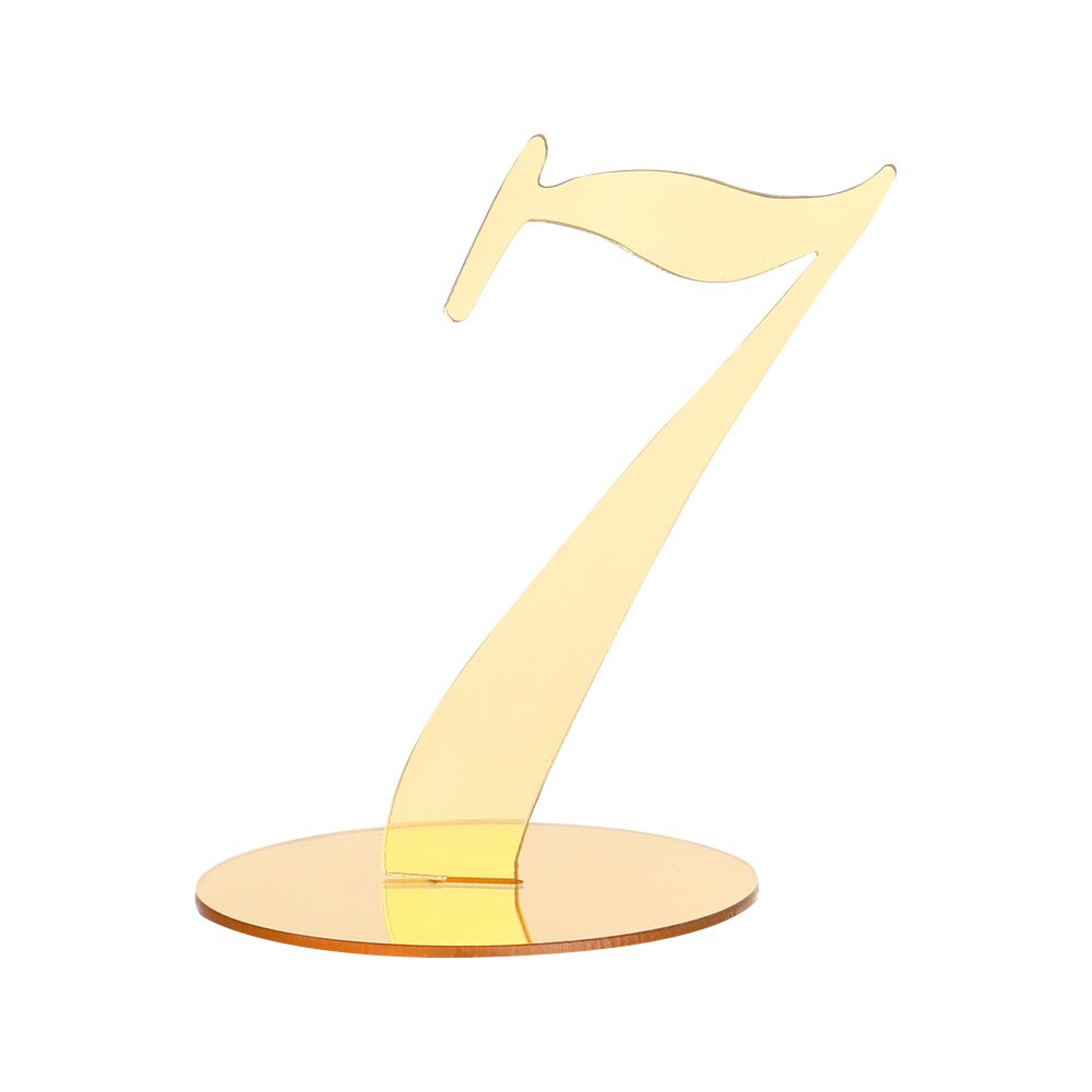 1pc Acrylic Table Numbers DIY Romantic Gold Table Sign Seat Card For Wedding Birthday Party Decoration: 7