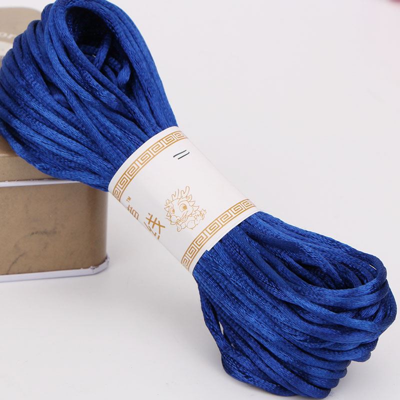 20m färger mjukt satin siden macrame sladdar diy kinesisk knut handgjorda väva rep smycken fynd pärlor dekorativt snöre touw: Mörkblå sladdar