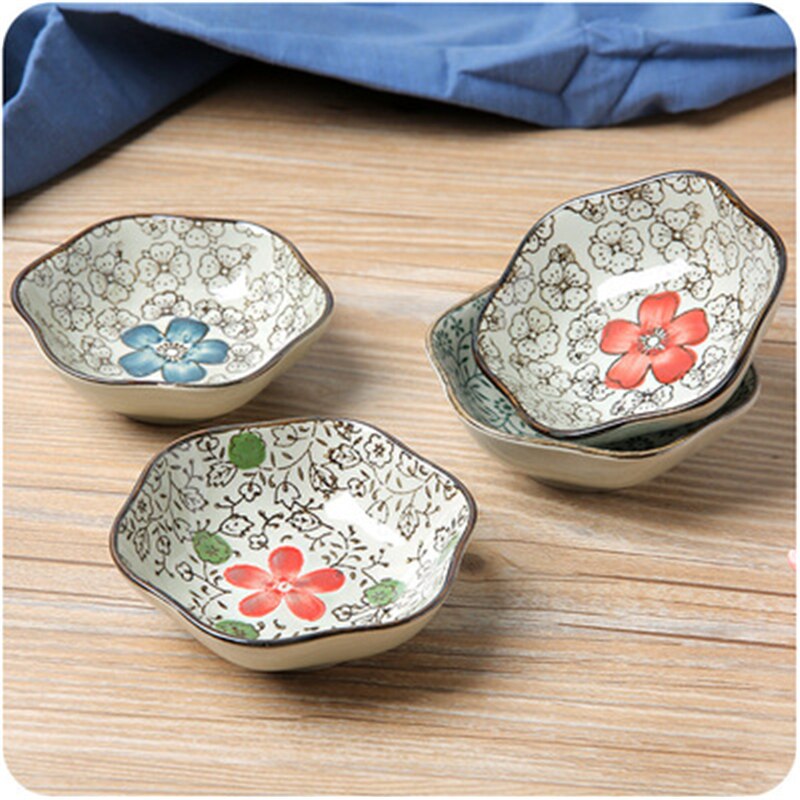 household ceramic dish E120 flower kitchen plum flower shaped saucer dish pottery and porcelain tableware