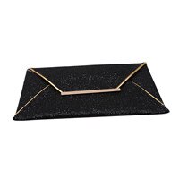 Fahion design feminino glitter lantejoulas bolsa feminina noite festa envelope saco de embreagem estilo socialite carteira bolsas ouro: Black