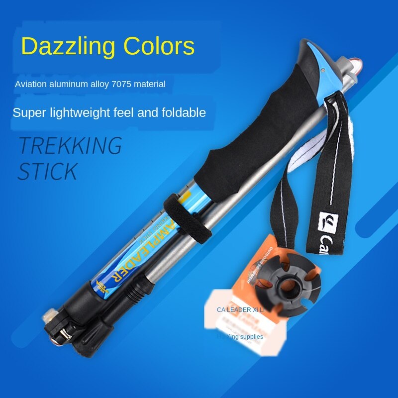 Outdoor High Walking Sticks Aluminum Mountain Climbing Ultralight Hiking Stick Alpenstock Blue/Red/Yellow Trekking Poles: Blue