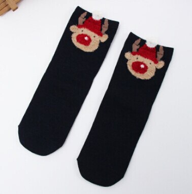 Chaussettes de noël, 1 paire, pour enfants, filles et garçons, chaussettes de noël, automne, éponge rayée, flocon de neige, élan, ours noël: 7