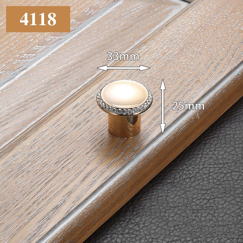 KAK Luxury Gold Door Handle with Crystal Diamond Bedroom Kitchen Cabinet Handles Door Pulls Furniture Handle Door Hardware: single hole