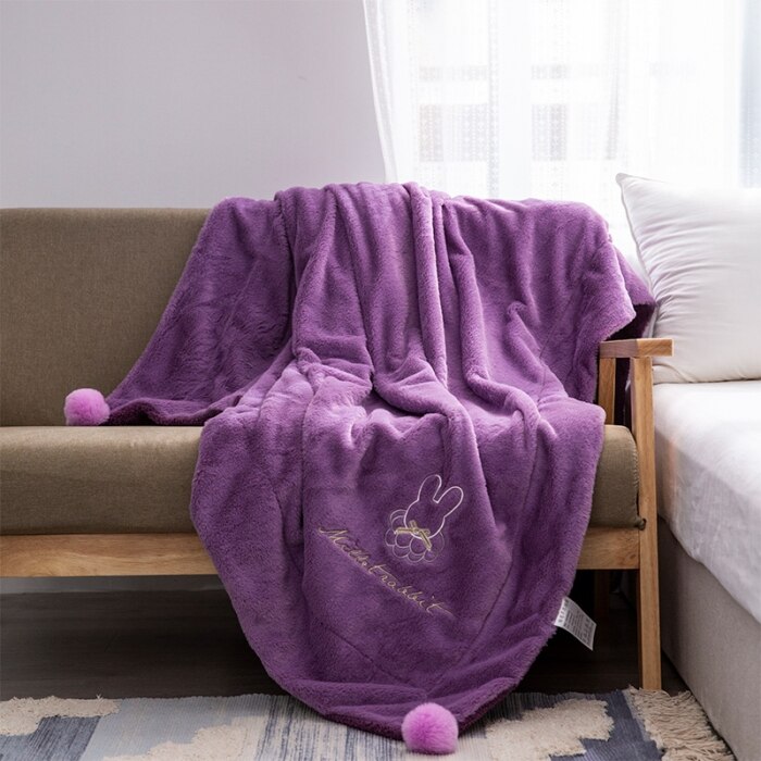 Volwassen Deken Sprei Plaid Op Het Bed Winter Dekens Voor Banken Decoratieve Flanel Soft Cozy Laken Thuis Textiel: Purple / 150x200cm