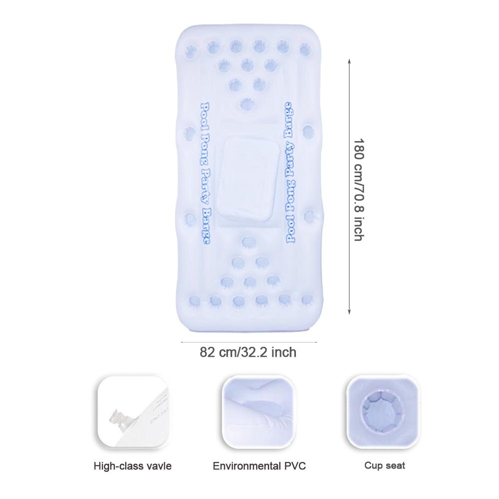 JIAINF Inflatable White 28 holes drinks float rectangle swimming float cup holder party toys water mattress for drinks cups