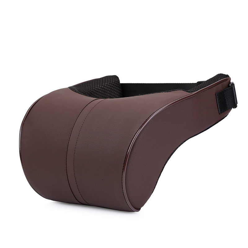Car Seat Headrest Pillows Waist Back Support Cushions Set Memory Foam Black PU Leather Neck Rest Pad Auto Styling Accessories: 1Pcs Brown Headrest