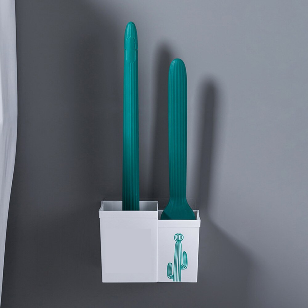 Cepillo de inodoro de Cactus, Base de limpieza montada en la pared para inodoro, WC, Set de accesorios de baño, artículos para el hogar