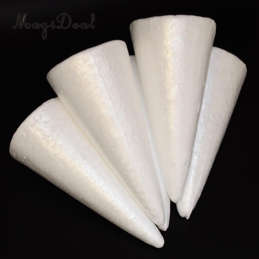 Magideal 5 Stuks Onvoltooide Blank Diy Kerstboom Kegelvorm Piepschuim Schuim Voor Ornament Maken Modeling Craft Diy 150 Mm