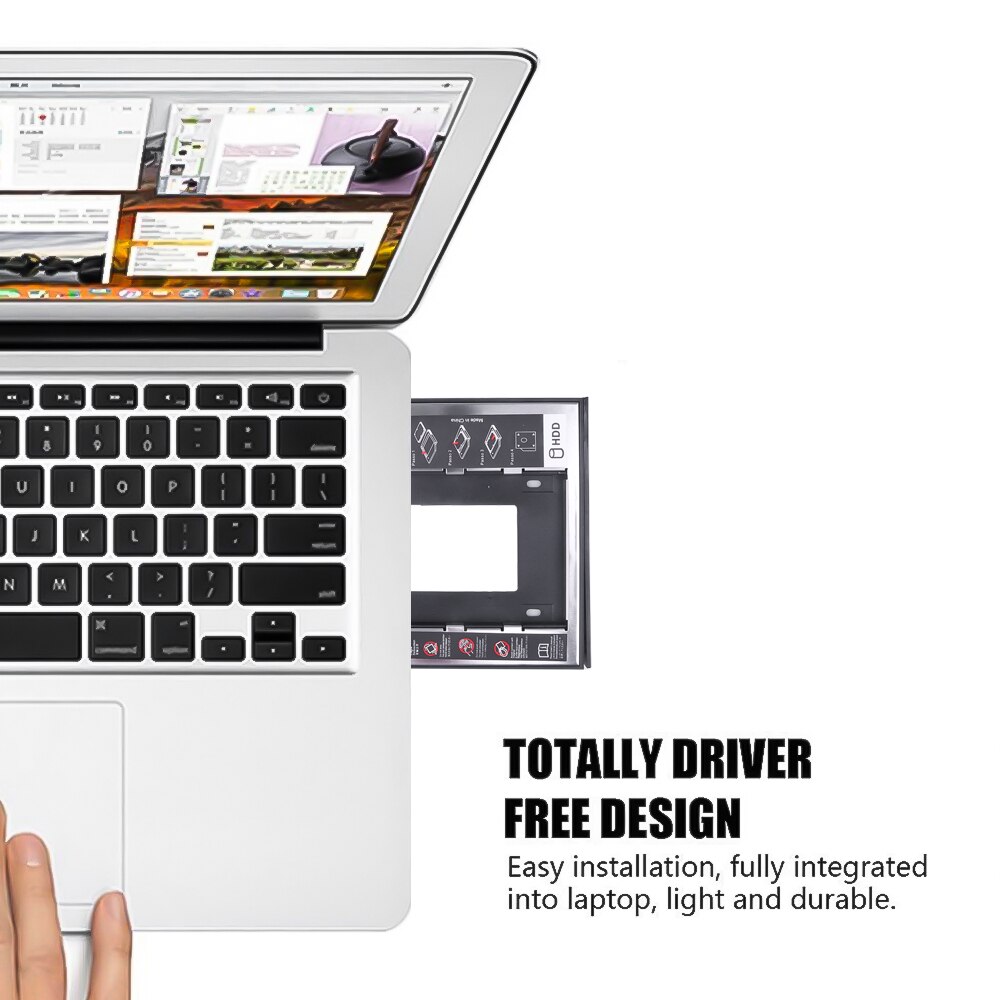 Universal SATA 3.0 2nd HDD Caddy 9.5mm For 2.5" SSD Case HDD Enclosure Latest With LED For Laptop DVD CD ROM