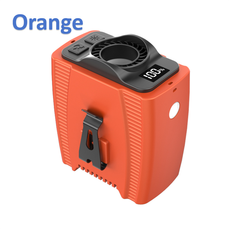 mini wentylator przenośny robić noszenia na pasie, mocny wiatr, robić pracy na zewnątrz w wysokich temperaturach, mini wentylator USB, moc Bank, oświetlenie doprowadziło: Pomarańczowy