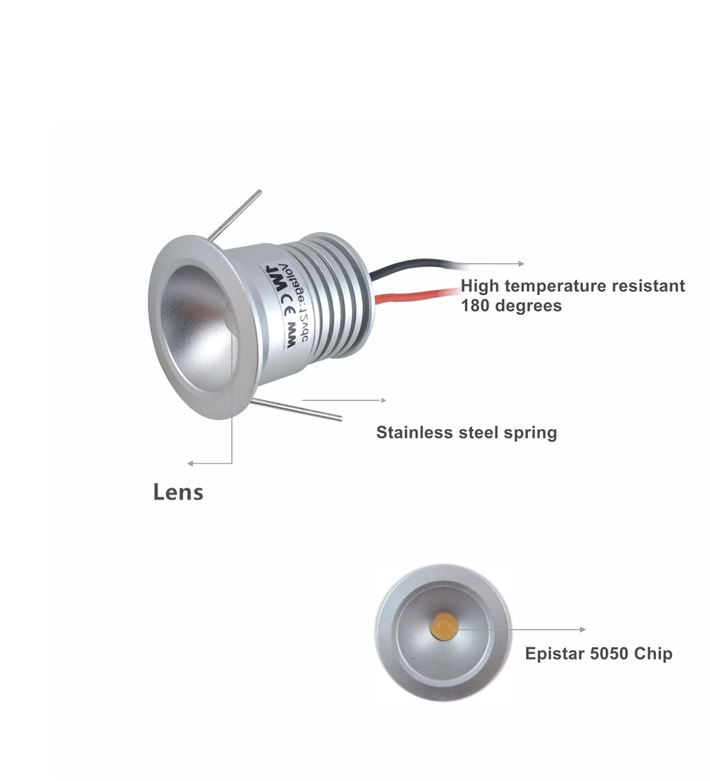 1w mini led-spots , dc12v 60d/120d inbouwlampen , 25mm plafondspots, eenvoudig te installeren doe-het-zelf verlichting