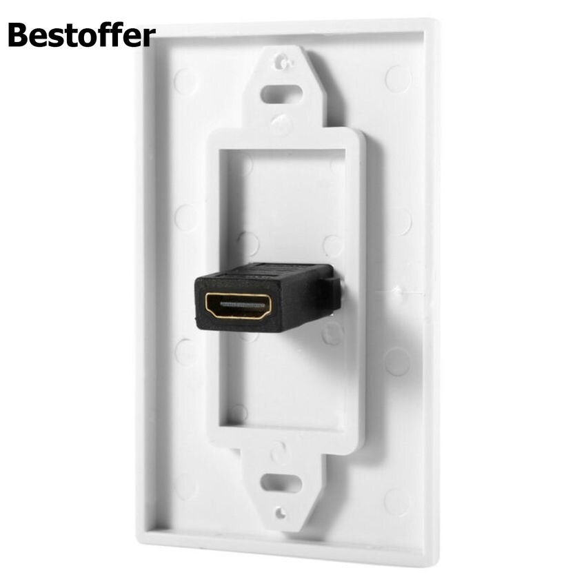 1-Port HDMI Wall Face Plate Panel Cover Outlet Extender 3D 1080P White