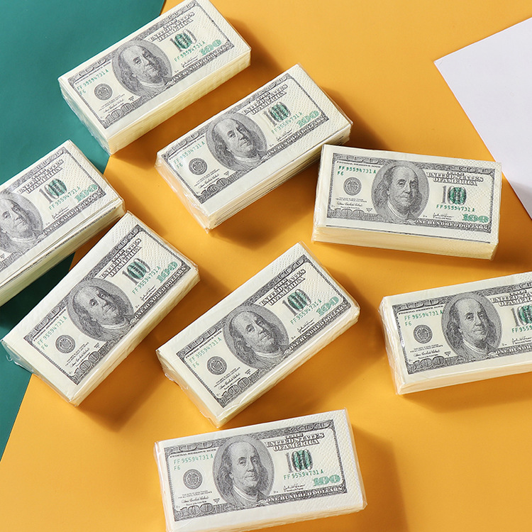 Imitation Dollars Portable Small Package Napkins Hand Towel Cartoon Handkerchief Paper Original Wood Pulp Napkins