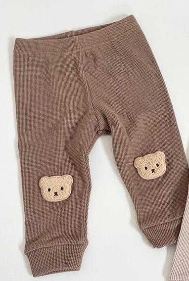 Cute Bear Print Baby Boy Pp pantaloni autunno Infant Cartoon pantaloni Baby Girl Harem Pants Spring Toddler Leggings abiti in cotone: brown / 3T  100cm