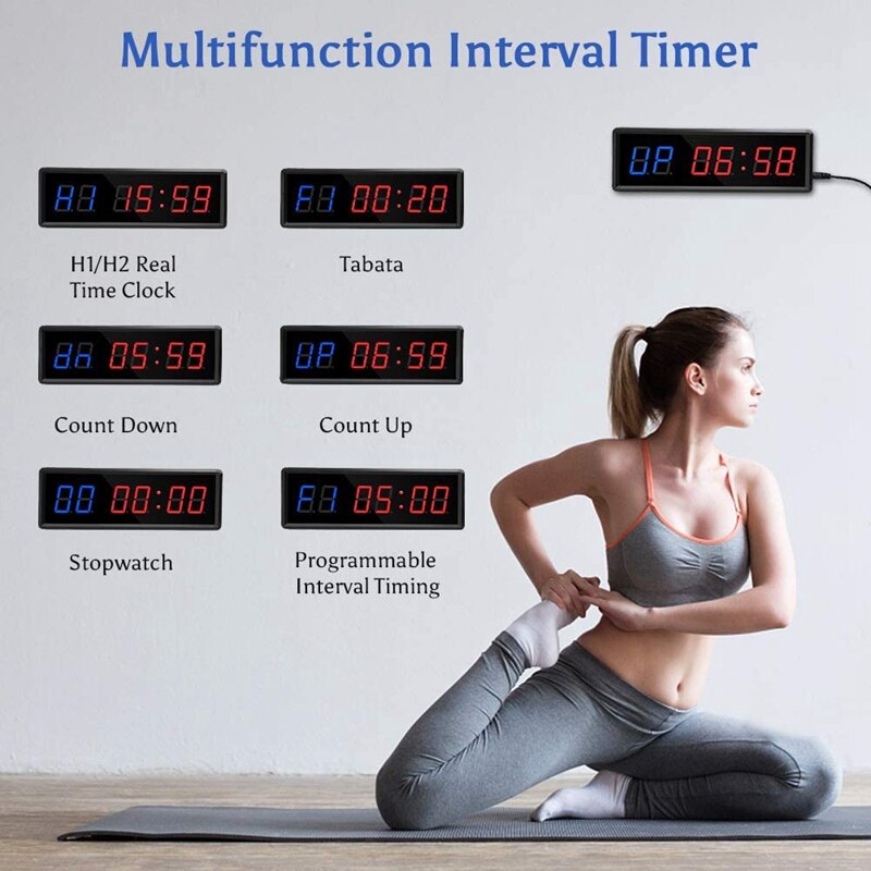 Training Gym Interval Timer Count Down/Up Clock,LED Gym Timer Stopwatch with Remote for Home Gym Fitness