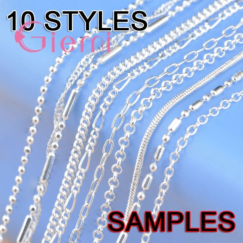 10 stk fine 10 styles 16-18 &quot; 1.2-2mm ægte 925 sterling sølv smykker link kæder halskæde med hummer låse fund