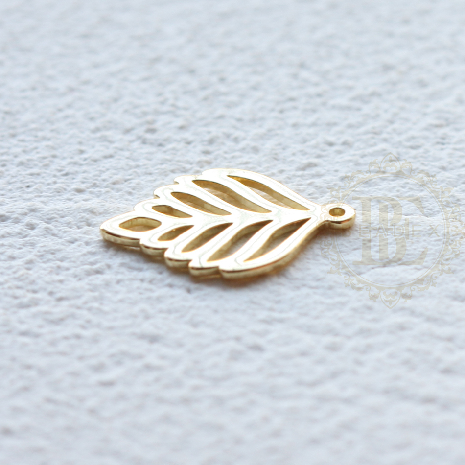 Abalorio de hoja de latón macizo-15x11mm (4619C): orange
