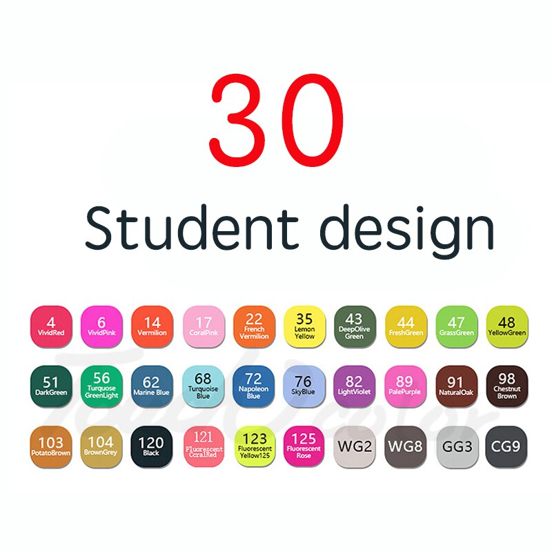 Negro de 30 colores arte conjunto de marcadores a base de Alcohol tinta rotulador para bocetos de la pluma para el artista dibujo Manga animación suministros: 30student design