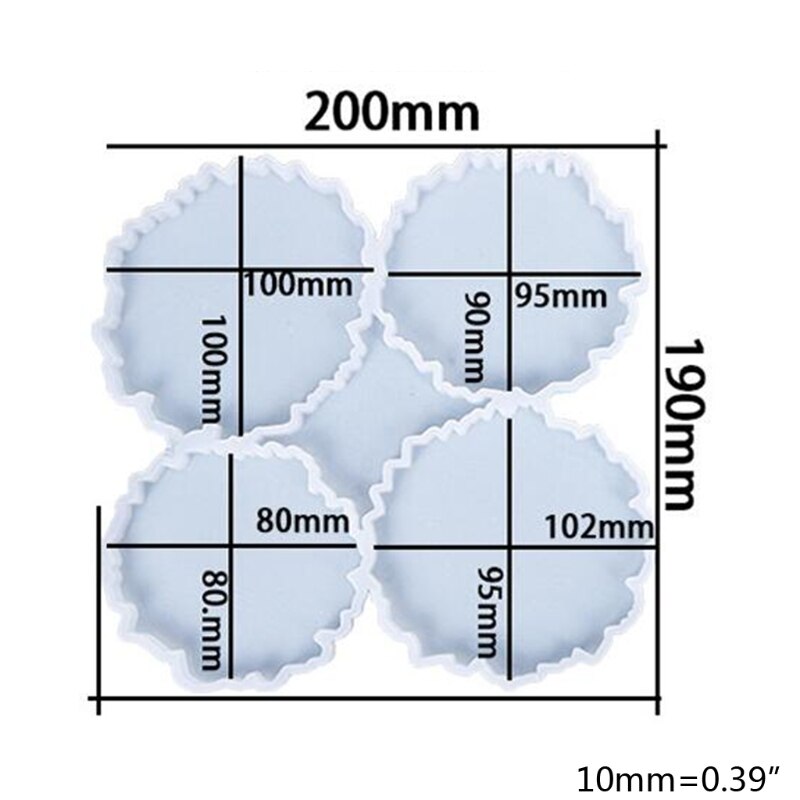 Bandeja de resina epoxi de cristal 4 en 1 para posavasos, moldes de resina de geoda de ágata, accesorios para la fabricación de posavasos, decoración para el hogar y la Oficina