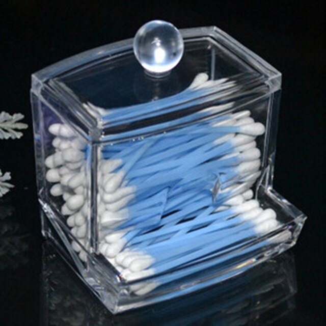Acrylic Make Up organizer Transparent Cotton Swab Storage Box Storage Case Portable Container Makeup Organizer Acrylic Container