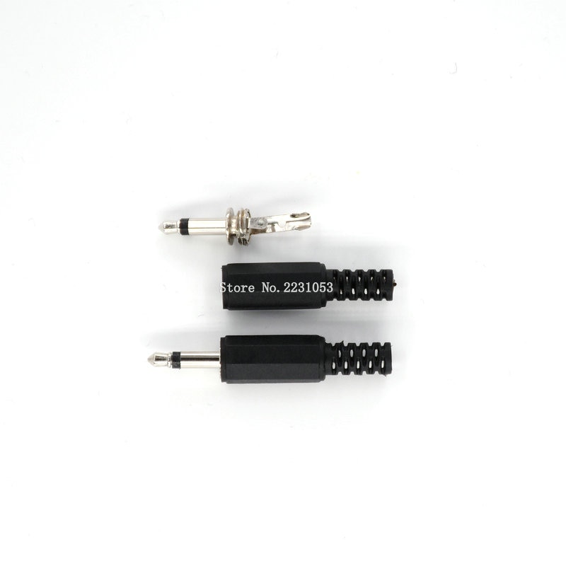 10PCS/Lot 3.5mm Head Phone Connector Male Mono Audio Jack Plug 3.5 mm With Black Plastic Housing