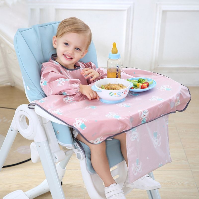 1 Pc Newborns Bib Table Cover Baby Dining Chair Gown Waterproof Saliva Towel Burp Apron Food Feeding Accessories: Pink