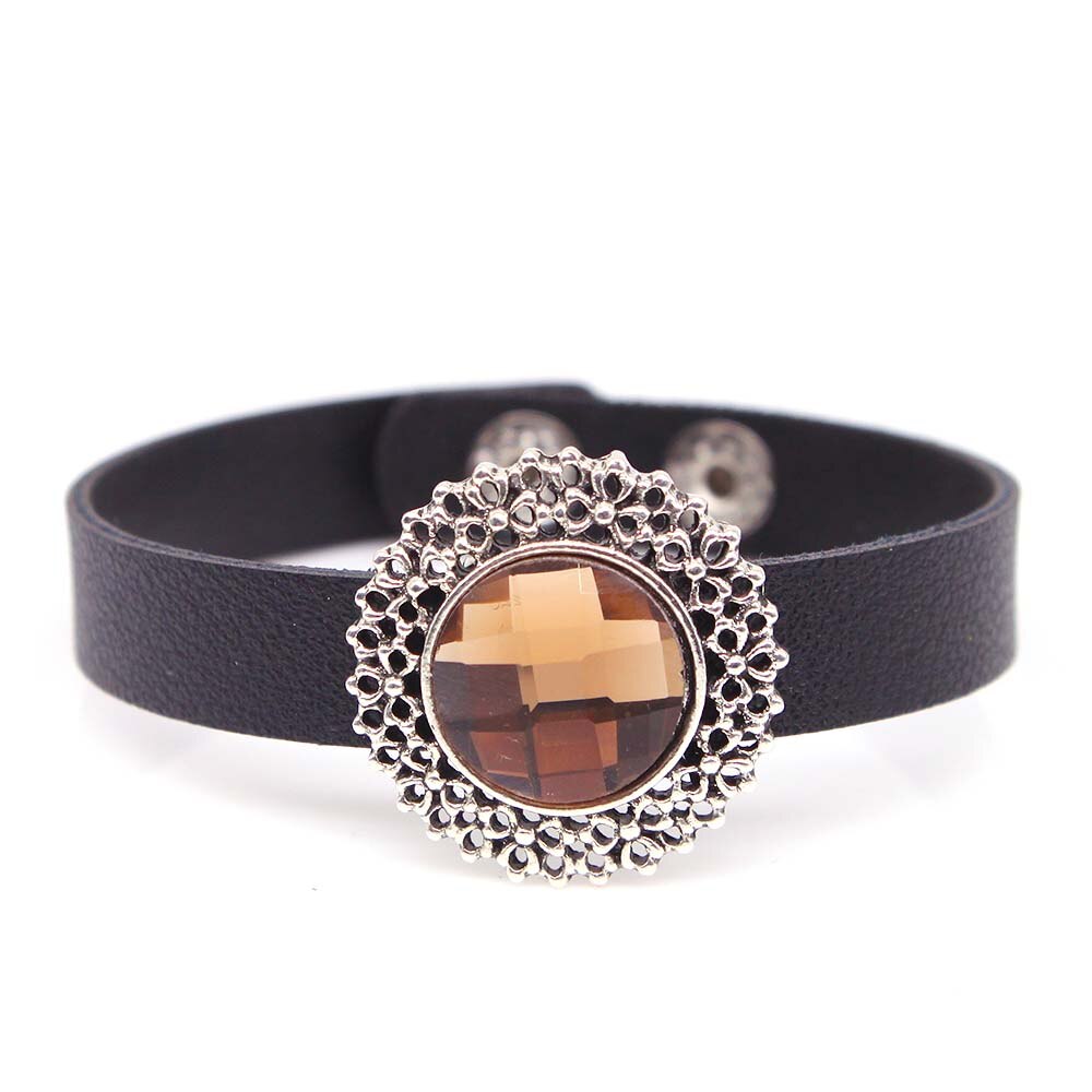 Button Adjust Leather Bracelet Crystal Fine For Women Jewelry: 4