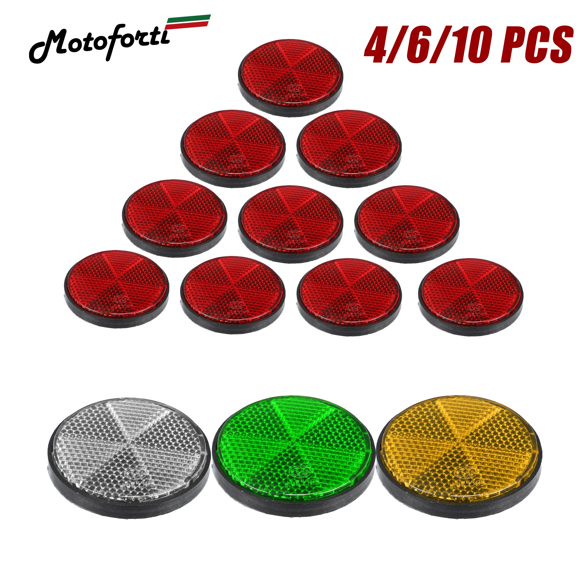 Motoforti 4/6/10 pz M6x1.0 Striscia di Avvertimento Nastro Adesivo Riflettente di Plastica Universale Montaggio A Vite Riflettore Decalcomanie per Moto