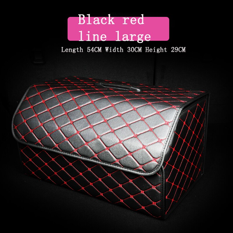 Auto Opbergtas Pu Lederen Kofferbak Organizer Box Opbergtas Vouwen Vouwen Kofferbak Opbergen Opruimen Voor Auto Suv: Black red line large
