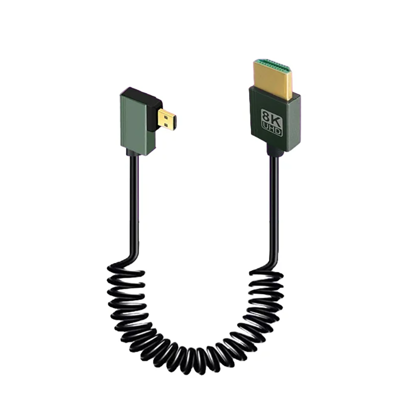 1m bärbara 8k uhd-spiralkablar mini/micro hdmi-kompatibel stretchfjäderkabel för pc bärbar dator surfplatta kamera dv skärm hdtv: Lila