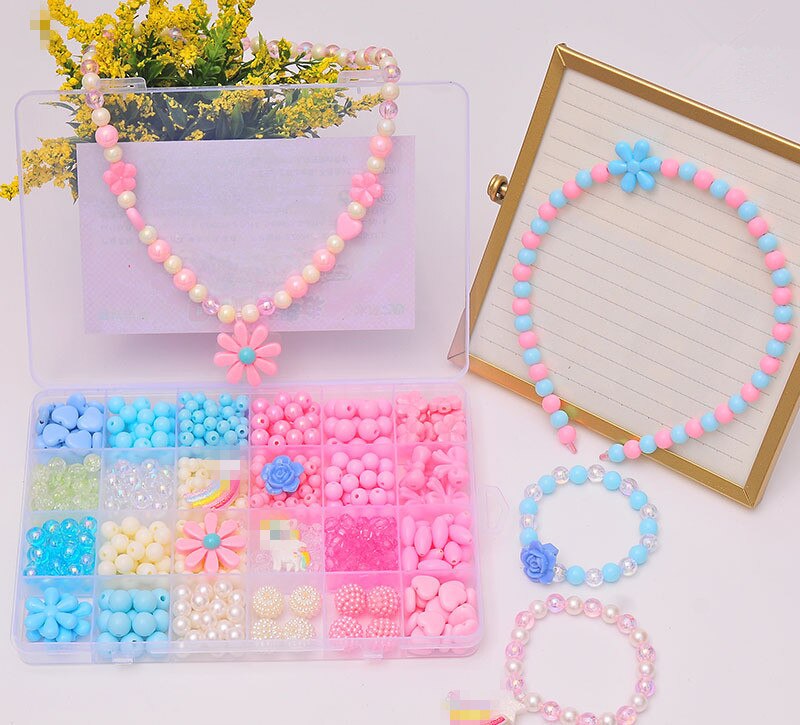 24 Raster Kinderen Diy Handgemaakte Kralen Speelgoed Met Accessoire Set Creatieve Meisje Ketting Armband Om Kinderen De beste Cadeau: l