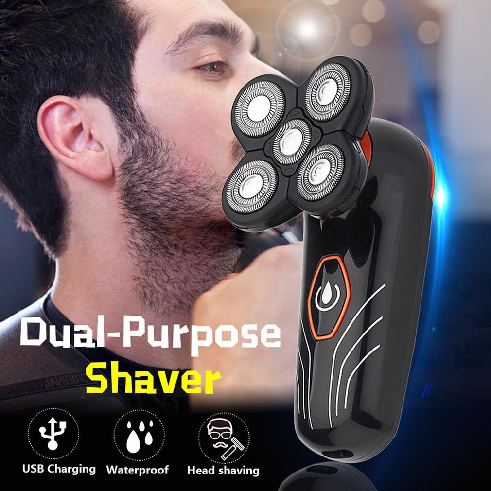 Rechargeable Waterproof Self-Care Head Shaving Razor 5-Head Waterproof Floating Shaving Blade Razor Men Electric Shaver