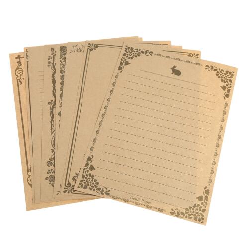 8 Sheets Vintage Retro Writing Stationery Paper Pad Note Letter Set: 5A50050-BN