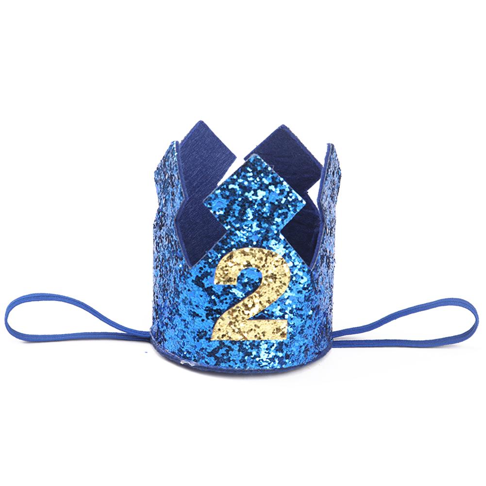 Drenge piger blå guld første fødselsdag hat glitter pige guld lyserød prinsesse krone nummer 1st 2 3 år gammel fest baby shower dekor: F