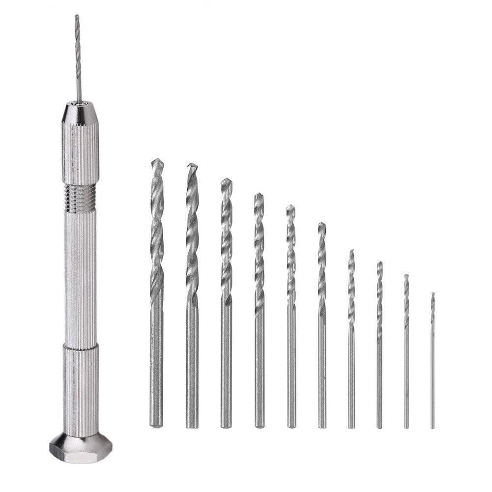 Mini Micro Aluminum Hand Drill With Keyless Chuck HSS Steel Twist Drill Bit Woodworking Drilling Rotary Tools Hand Drill