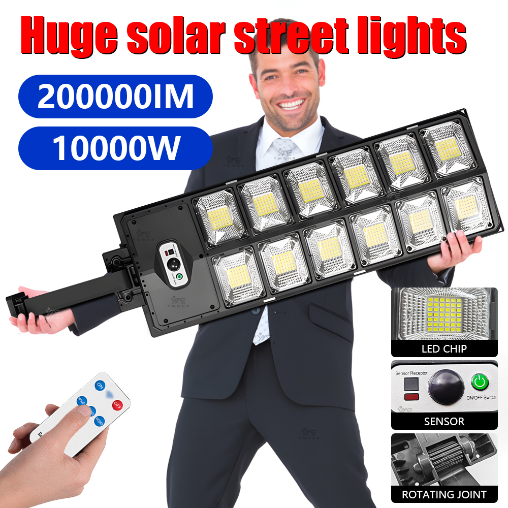 10000W krachtige zonne-straatlantaarn met afstandsbediening LED-wandlamp op zonne-energie voor waterdichte huis- en tuindecoratie buitenshuis