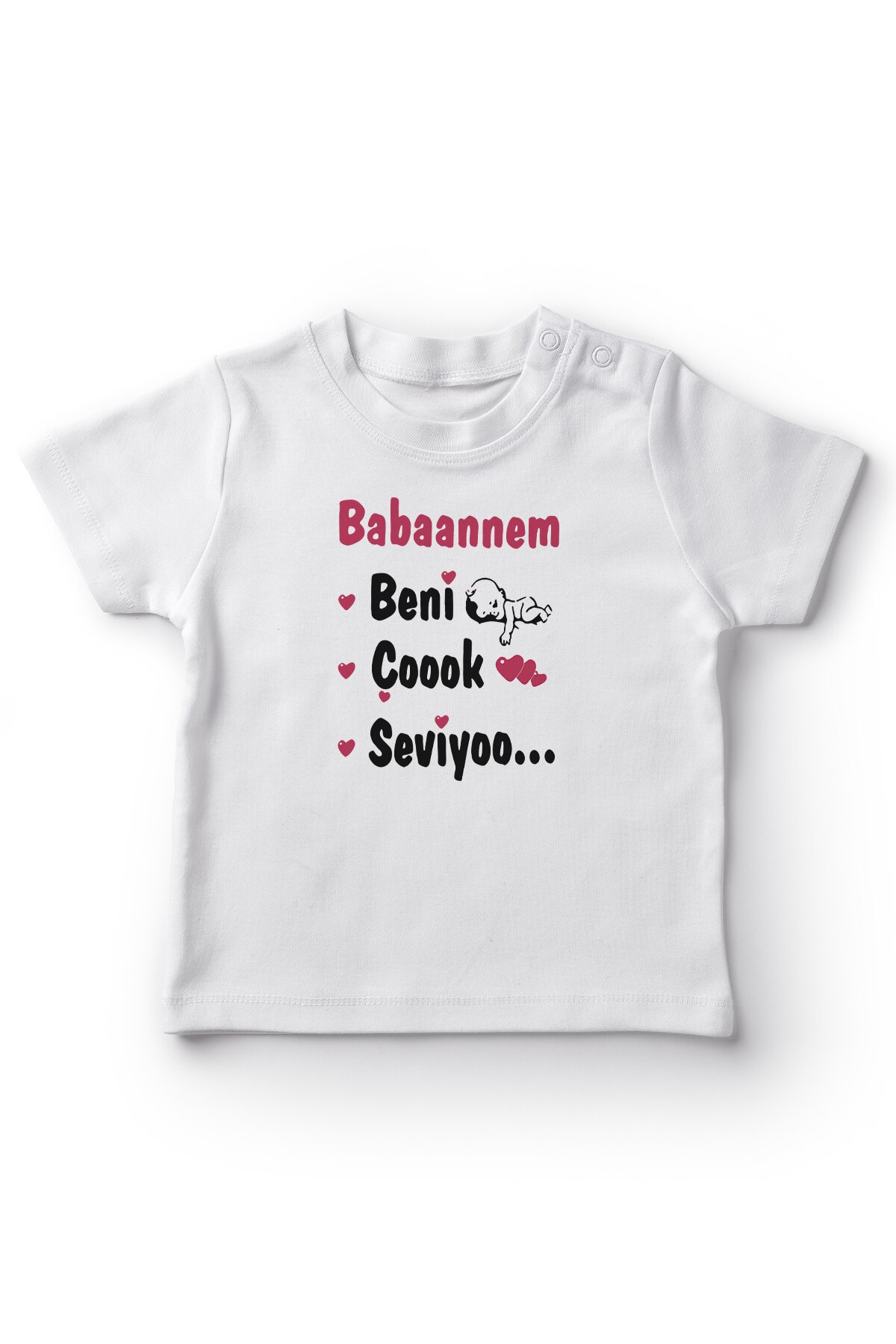 Angemeil Baby Babaannem Me Very Seviyoo Girl Baby T-Shirt White