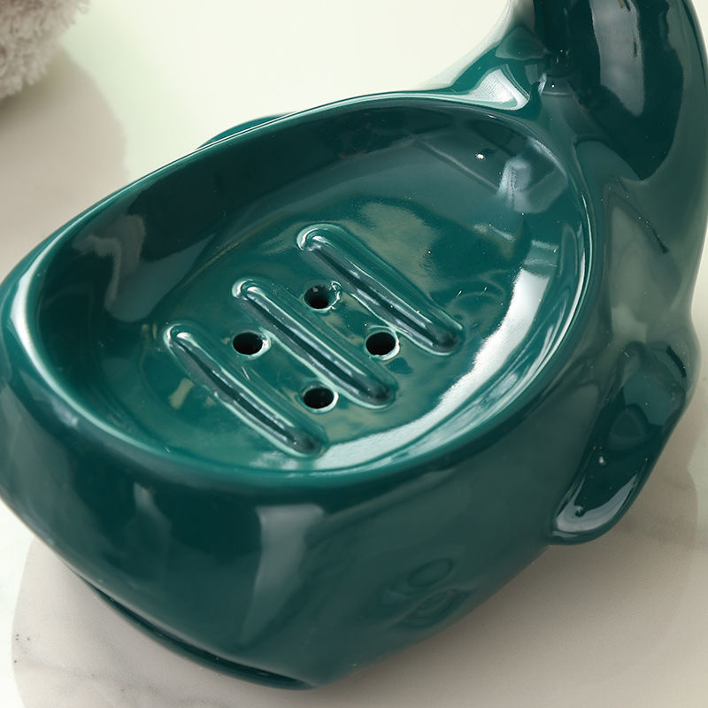 Jabonera en miniatura de ballena de porcelana, cerámica decorativa, soporte de jabón de Animal marino, suministros de adorno para el baño, accesorio