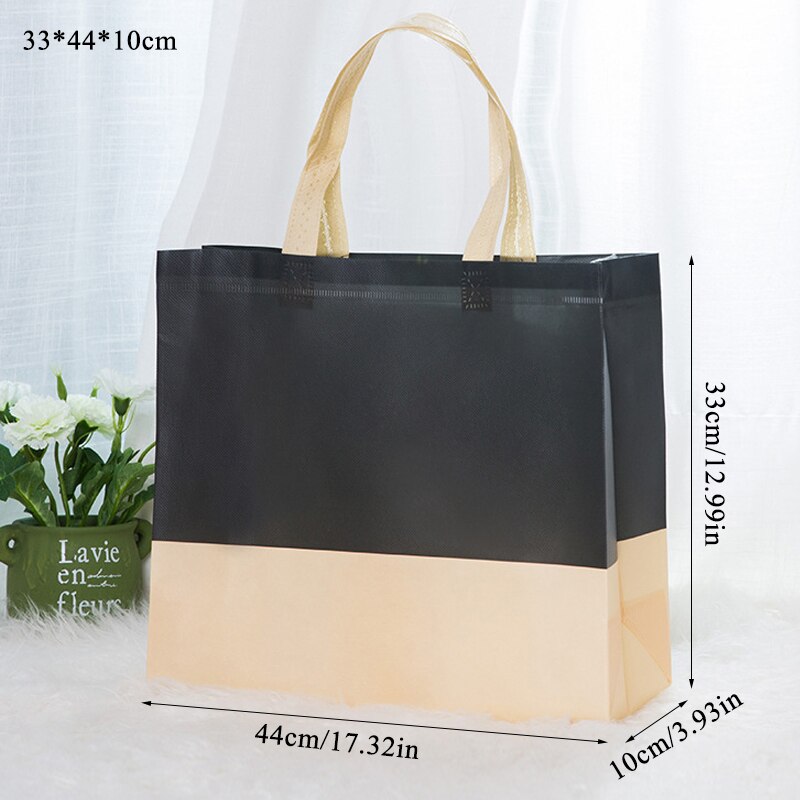 Shopping Bag Foldable Eco Bag Large Reusable Shopping Bag Tote Waterproof Fabric Non-woven Bag No Zipper: khaki L