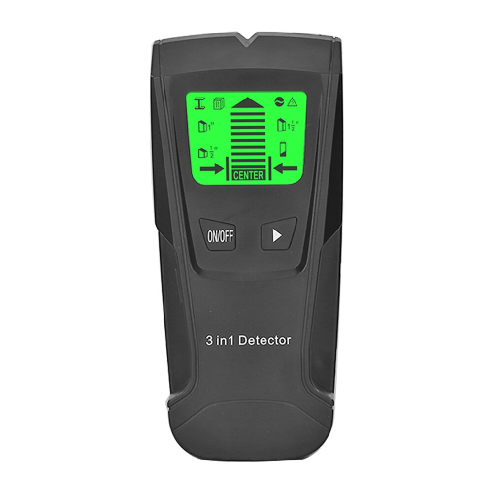 3 in 1 metaaldetectorzoeker, detector voor houten balken, wisselspanningsdetectie, detectie van spanningvoerende draden, wandscanner, wanddetector: Zwart