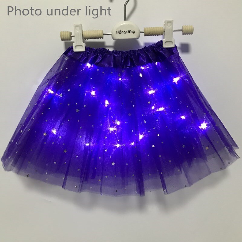 Style Mesh Skirt With Light Glows Children's Birthday Year Party Fun Girl's Skirt LED Strange Sky Blue: Purple