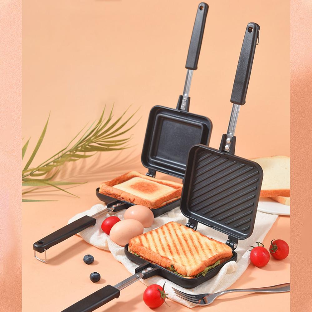 Dubbelzijdig Sandwich Pan Non-stick Opvouwbare Grill Koekenpan Voor Brood Toast Ontbijt Machine Wafel Pannenkoek