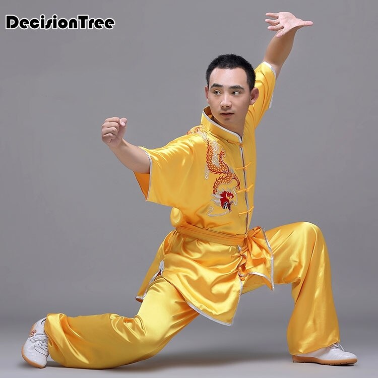 men chinese tai chi wushu shaolin kung fu uniform tang suit wing chun embroidered demo outfit for men martial arts suit
