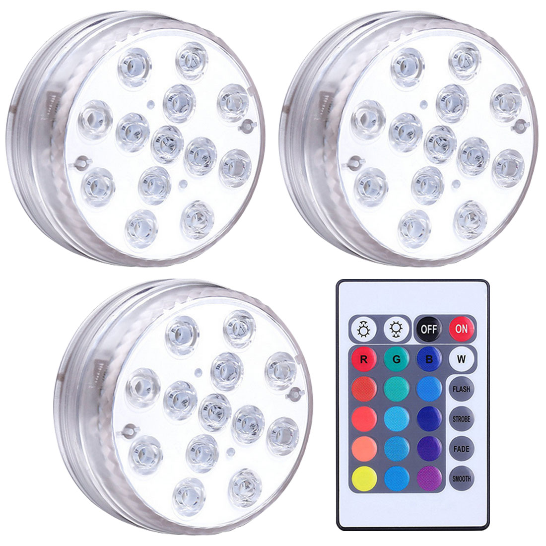 RGB Submersible Light with Magnet 13 LED Underwater Night Light for Outdoor Vase: 1 controller 4 Lamp