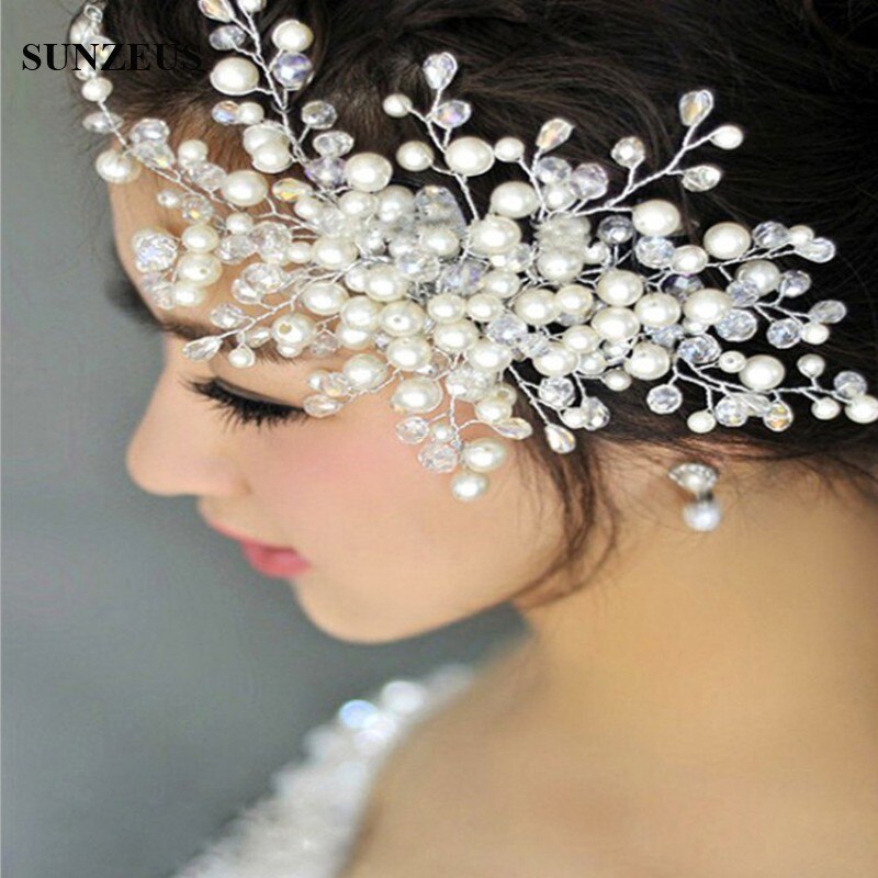Handmade Headdress with Pearl Wedding Headpiece Bride Pearl Hair Comb Evening Dinner Party Accessories for Women S797
