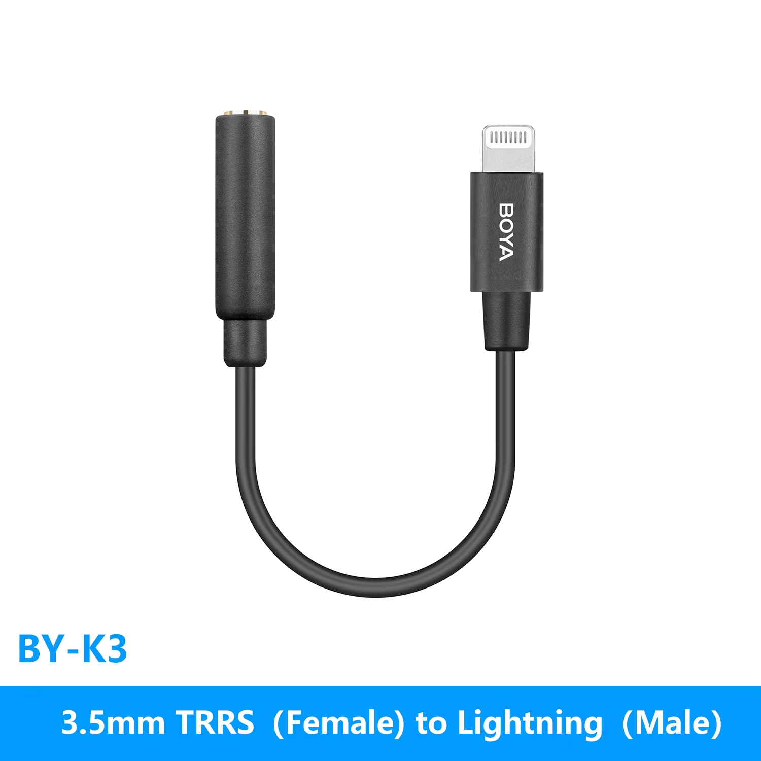 Boya BY-K1-K9 3.5mm trs para relâmpago/typec iphone android telefone áudio para microfone adaptador cabo acessórios 0.06m linha de dados: CINZA