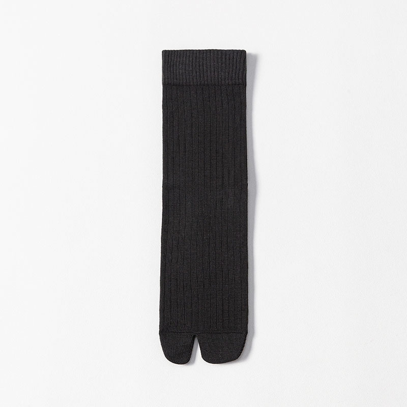 Calcetines de 2 dedos para hombre, sandalias con chanclas, calcetines de tubo medio con 2 dedos, calcetines con punta dividida a rayas de Color sólido, calcetines de algodón informales de negocios