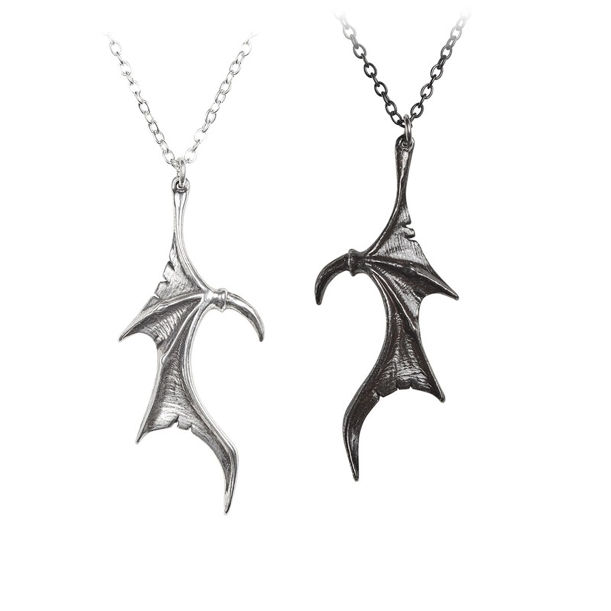Neo gothic casal colar de prata preto dragão asa coração pingente romântico amor jóias moda acessórios do dia dos namorados presente