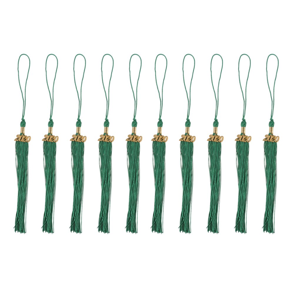 10pcs Tassel Academic Decorative Season Cap Graduation Hat Hanging Ornaments Honor Tassel Pendants: Green